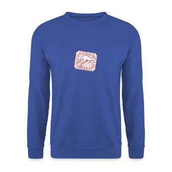 Australische Känguru-Briefmarkenkunst - Unisex Pullover - Royalblau - Vorne - Alina (178cm) & Michal (187cm)