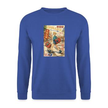Shinjuku Streetwear Magazine - Unisex Pullover - Royalblau - Vorne - Alina (178cm) & Michal (187cm)