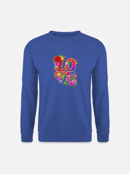 LIEBE Rainbow Floral - Unisex Pullover - Royalblau