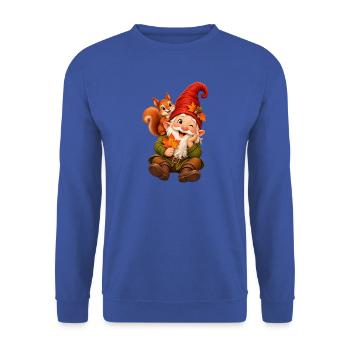 Wichtel mit Eichhörnchen - Unisex Pullover - Royalblau - Vorne - Alina (178cm) & Michal (187cm)