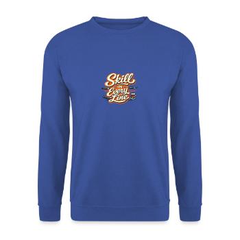 Skill in Every Line Craft Tools - Unisex Pullover - Royalblau - Vorne - Alina (178cm) & Michal (187cm)