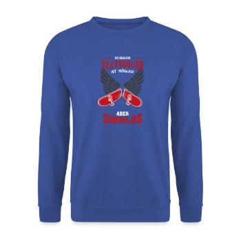 Skateboard broken Leben sinnlos Geschenk - Unisex Pullover - Royalblau - Vorne - Alina (178cm) & Michal (187cm)