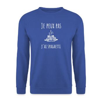 Je peux pas j'ai spaghetti. - Sweat-shirt Unisexe - bleu royal - Devant - Alina (178cm) & Michal (187cm)