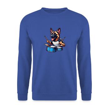Cool Malinois Drummer Design - Unisex Sweatshirt - royal blue - Front - Alina (178cm) & Michal (187cm)
