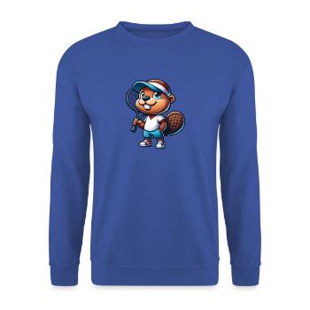 Funny Tennis Beaver Player Sport - Unisex Sweatshirt - royal blue - Front - Alina (178cm) & Michal (187cm)