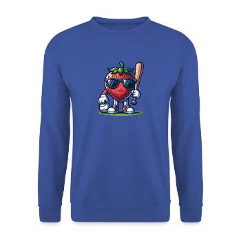 Coole Erdbeer-Baseball-Action im Sommer - Unisex Pullover - Royalblau - Vorne - Alina (178cm) & Michal (187cm)