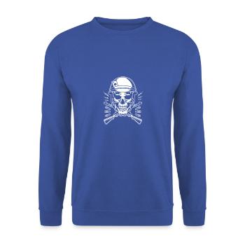 Army Skull - Unisex Sweatshirt - royal blue - Front - Alina (178cm) & Michal (187cm)