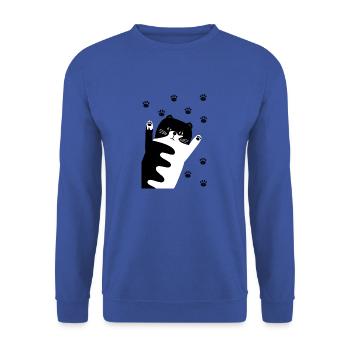 Chat noir et blanc - Sweat-shirt Unisexe - bleu royal - Devant - Alina (178cm) & Michal (187cm)