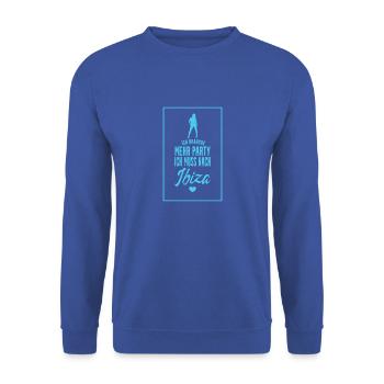 Ibiza Spruch - Unisex Pullover - Royalblau - Vorne - Alina (178cm) & Michal (187cm)