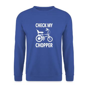 CHECK MY CHOPPER (WHITE) - Unisex Sweatshirt - royal blue - Front - Alina (178cm) & Michal (187cm)