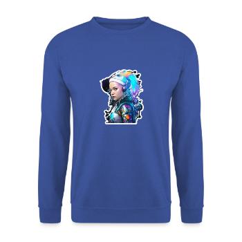 Space woman astronaut milkyway rainbow - Unisex Sweatshirt - royal blue - Front - Alina (178cm) & Michal (187cm)