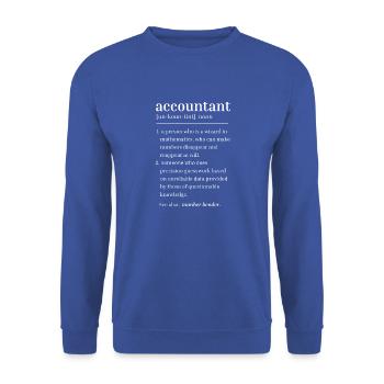 Buchhalter lustige Definition - Unisex Pullover - Royalblau - Vorne - Alina (178cm) & Michal (187cm)