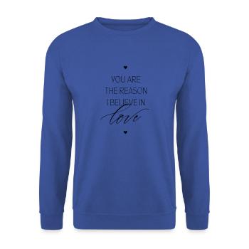You are the reason i believe in love - Unisex Pullover - Royalblau - Vorne - Alina (178cm) & Michal (187cm)