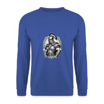 Gladiator Grafik - Unisex Pullover - Royalblau - Vorne - Alina (178cm) & Michal (187cm)