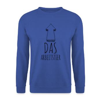 Das Arbeitstier Kollege Workaholic Bürospaß Chef - Unisex Pullover - Royalblau - Vorne - Alina (178cm) & Michal (187cm)