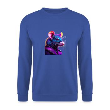 Neon Rat in Leather Jacket - Unisex Sweatshirt - royal blue - Front - Alina (178cm) & Michal (187cm)