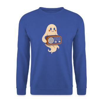 Geist mit Retroradio - Unisex Pullover - Royalblau - Vorne - Alina (178cm) & Michal (187cm)