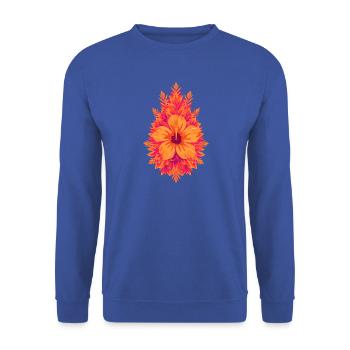 Flammen Hibiskus Tropenblüte - Unisex Pullover - Royalblau - Vorne - Alina (178cm) & Michal (187cm)