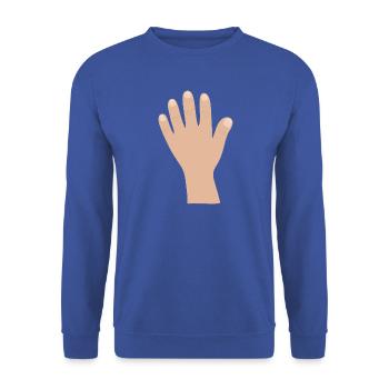 Cartoon Hand Silhouette Tee - Unisex Pullover - Royalblau - Vorne - Alina (178cm) & Michal (187cm)