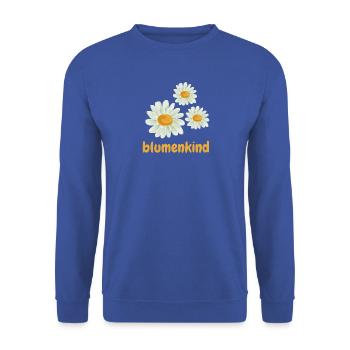 Blumenkind - Unisex Pullover - Royalblau - Vorne - Alina (178cm) & Michal (187cm)