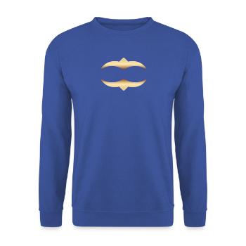 Goldenes Schnurrbart Logo - Unisex Pullover - Royalblau - Vorne - Alina (178cm) & Michal (187cm)