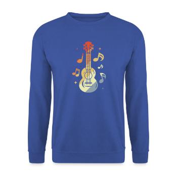 Ukulele Vintage-Look - Unisex Pullover - Royalblau - Vorne - Alina (178cm) & Michal (187cm)
