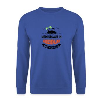 Urlaub Ferien Reise GRIECHENLAND - Unisex Pullover - Royalblau - Vorne - Alina (178cm) & Michal (187cm)