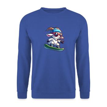 Funny Goat Snowboard Aventure D’hiver - Sweat-shirt Unisexe - bleu royal - Devant - Alina (178cm) & Michal (187cm)