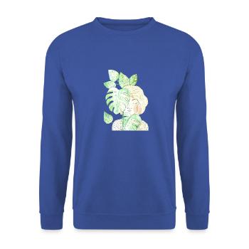 Fille avec cadeau plante Dreamy introverti - Sweat-shirt Unisexe - bleu royal - Devant - Alina (178cm) & Michal (187cm)