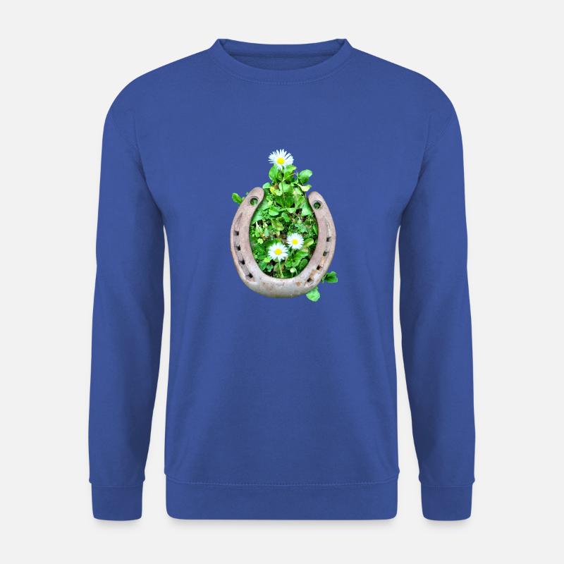 Hufeisen im Gras mit Gänseblumen - Unisex Pullover - Royalblau