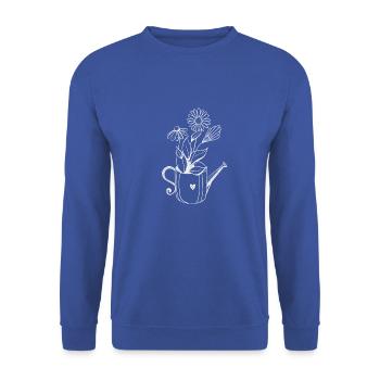 Watering can with flowers - Unisex Sweatshirt - royal blue - Front - Alina (178cm) & Michal (187cm)