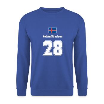 Island Trikot Nr.28 - Unisex Pullover - Royalblau - Vorne - Alina (178cm) & Michal (187cm)