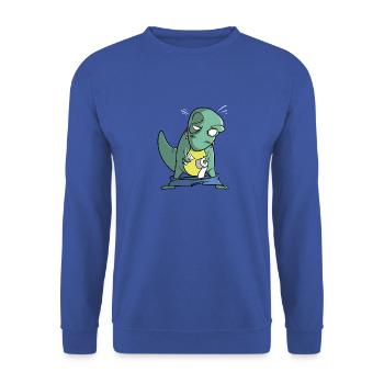 T-Rex mit Toilettenpapier - Problem - Unisex Pullover - Royalblau - Vorne - Alina (178cm) & Michal (187cm)