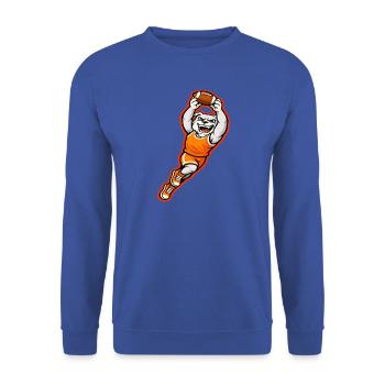 Bulldog Football Touchdown-Maskottchen - Unisex Pullover - Royalblau - Vorne - Alina (178cm) & Michal (187cm)