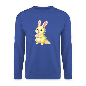 Süßer Dino-Osterhase mit buntem Osterei  - Unisex Pullover - Royalblau - Vorne - Alina (178cm) & Michal (187cm)