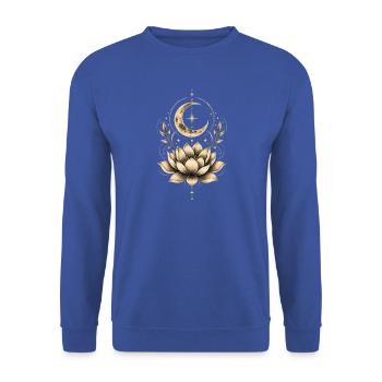 Lotusblume & Mond – Innere Ruhe und spirituelle Ba - Unisex Pullover - Royalblau - Vorne - Alina (178cm) & Michal (187cm)