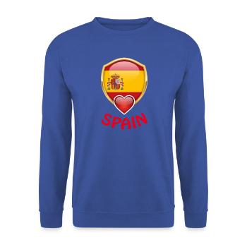 Spain Spanien Flagge Wappen Herz Fan T-Shirt - Unisex Pullover - Royalblau - Vorne - Alina (178cm) & Michal (187cm)