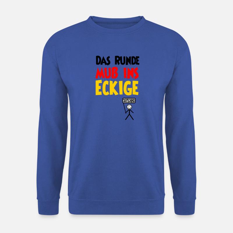 Das Runde muss ins Eckige, Fußball, Deutschland - Unisex Pullover - Royalblau