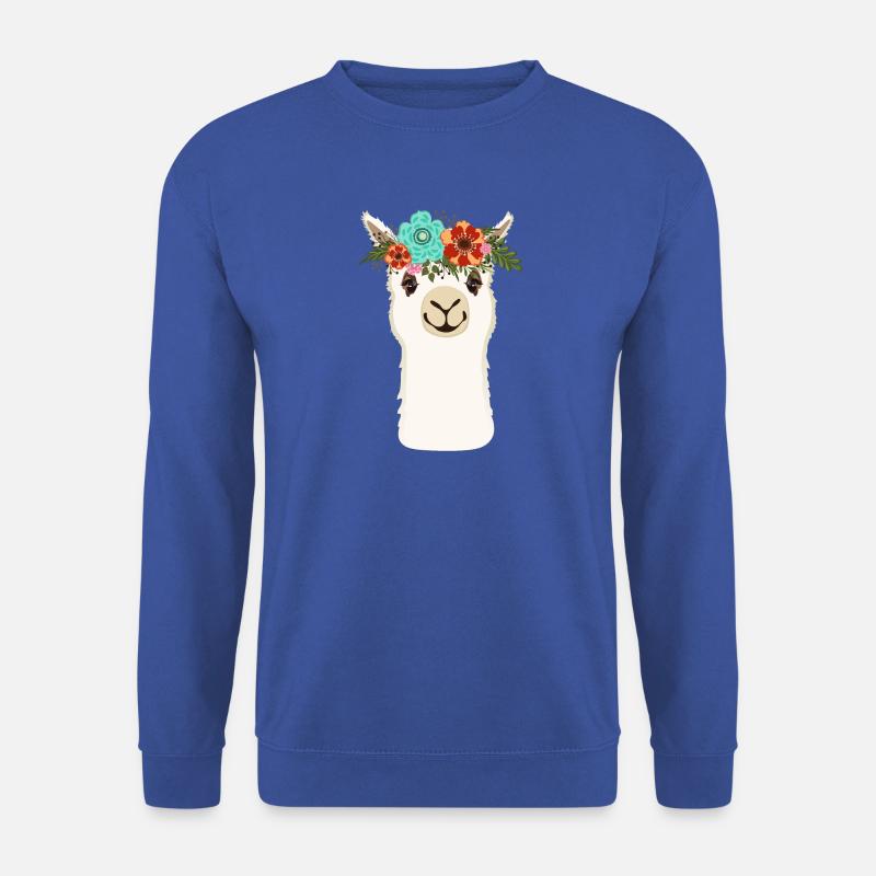 Alpaka mit Blumen - Unisex Pullover - Royalblau