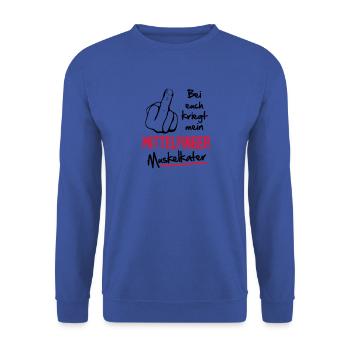 Mittelfinger Muskelkater - Unisex Pullover - Royalblau - Vorne - Alina (178cm) & Michal (187cm)