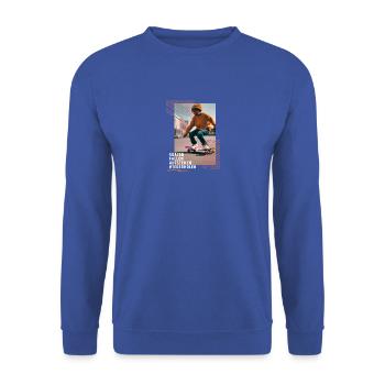 Skateboard Cool Design Skater Geschenkidee für - Unisex Pullover - Royalblau - Vorne - Alina (178cm) & Michal (187cm)