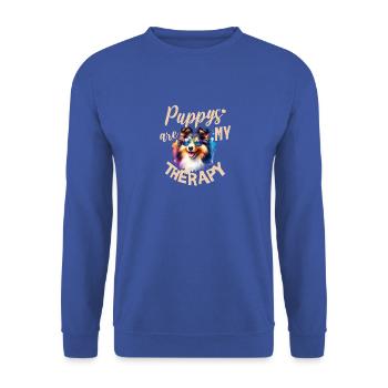 Watercolour Shetland Sheepdog and Puppy - Unisex Sweatshirt - royal blue - Front - Alina (178cm) & Michal (187cm)