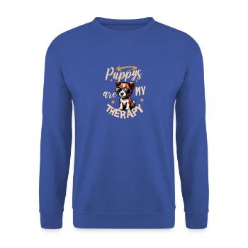 Unique Fox Terrier Design - Unisex Sweatshirt - royal blue - Front - Alina (178cm) & Michal (187cm)