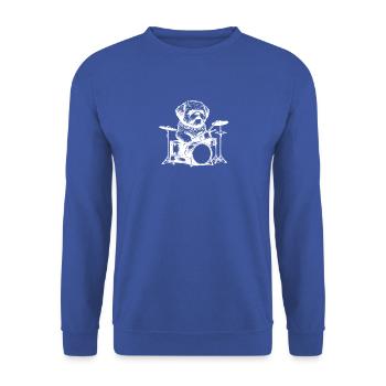 Cool White Bolonka Drummer Design - Unisex Sweatshirt - royal blue - Front - Alina (178cm) & Michal (187cm)