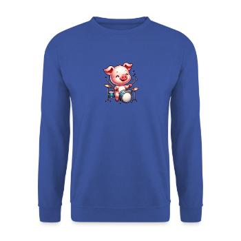 Cute Pig Drummer Farm Design - Unisex Sweatshirt - royal blue - Front - Alina (178cm) & Michal (187cm)