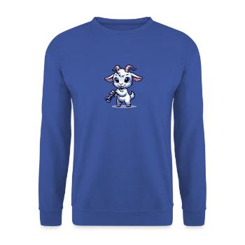 Chèvre mignonne jouant de la clarinette Motif de ferme - Sweat-shirt Unisexe - bleu royal - Devant - Alina (178cm) & Michal (187cm)