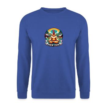 Poule Zen Rooster Chicken Farm - Sweat-shirt Unisexe - bleu royal - Devant - Alina (178cm) & Michal (187cm)