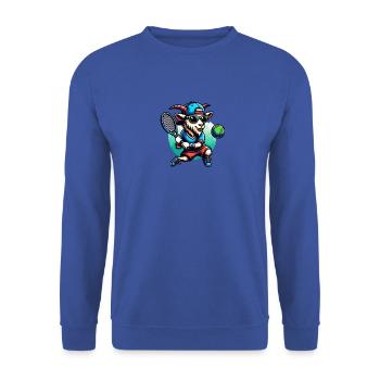 Lustiger Ziegen Tennis Spieler Design - Unisex Pullover - Royalblau - Vorne - Alina (178cm) & Michal (187cm)