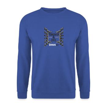 Pardonné et libéré Romains 8 :1 Chaînes brisées - Sweat-shirt Unisexe - bleu royal - Devant - Alina (178cm) & Michal (187cm)