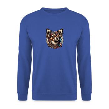 Chihuahua Hippie Love Peace Colorful - Unisex Sweatshirt - royal blue - Front - Alina (178cm) & Michal (187cm)